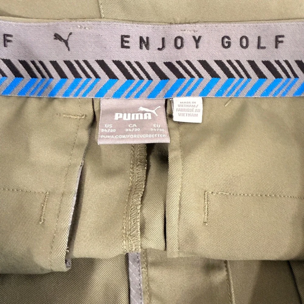 Puma Way 1 Golf Pants Mens 34x30 Pre-Owned Green Performance Flat Front Gorpcore
